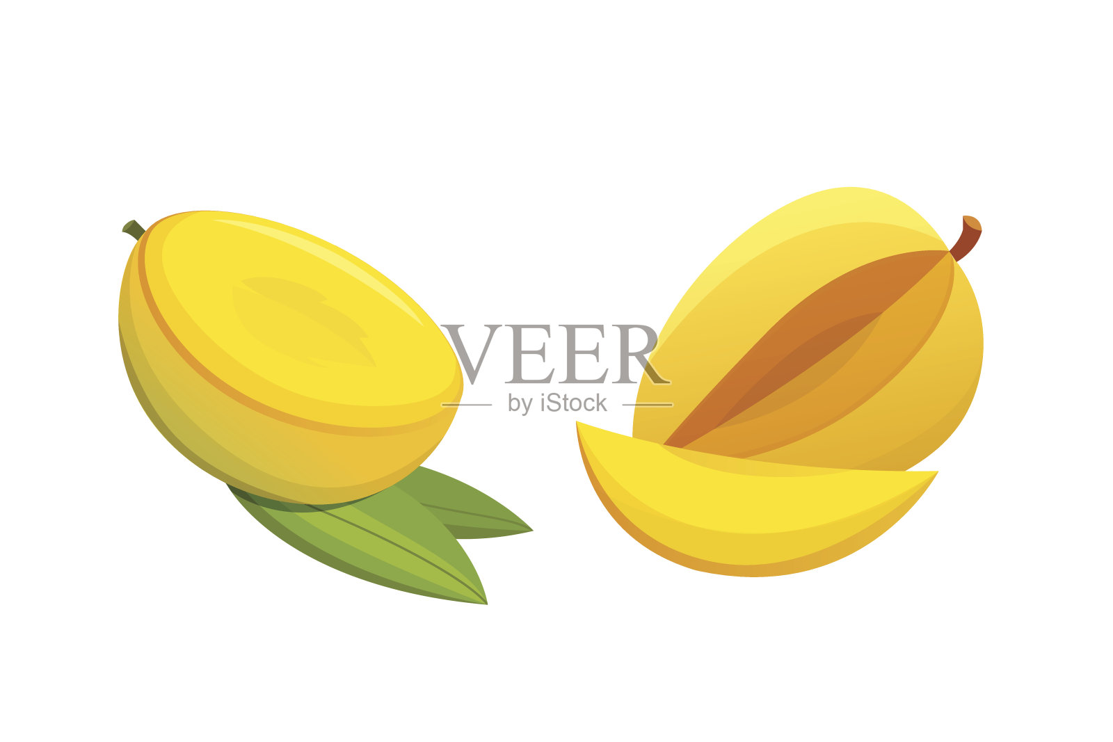 芒果黄色果实分离载体插图。成熟的新鲜的芒果插画图片素材