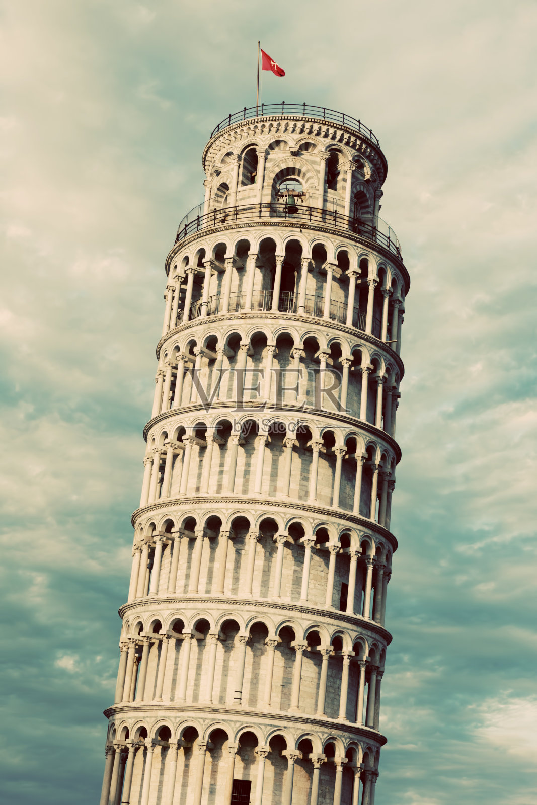 意大利托斯卡纳的比萨斜塔。复古,复古。照片摄影图片