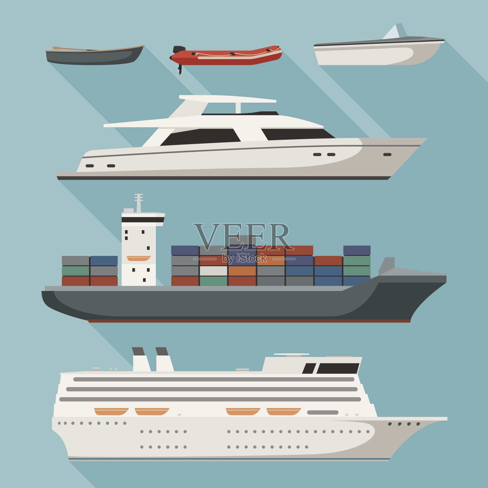 船只和渔船插画图片素材