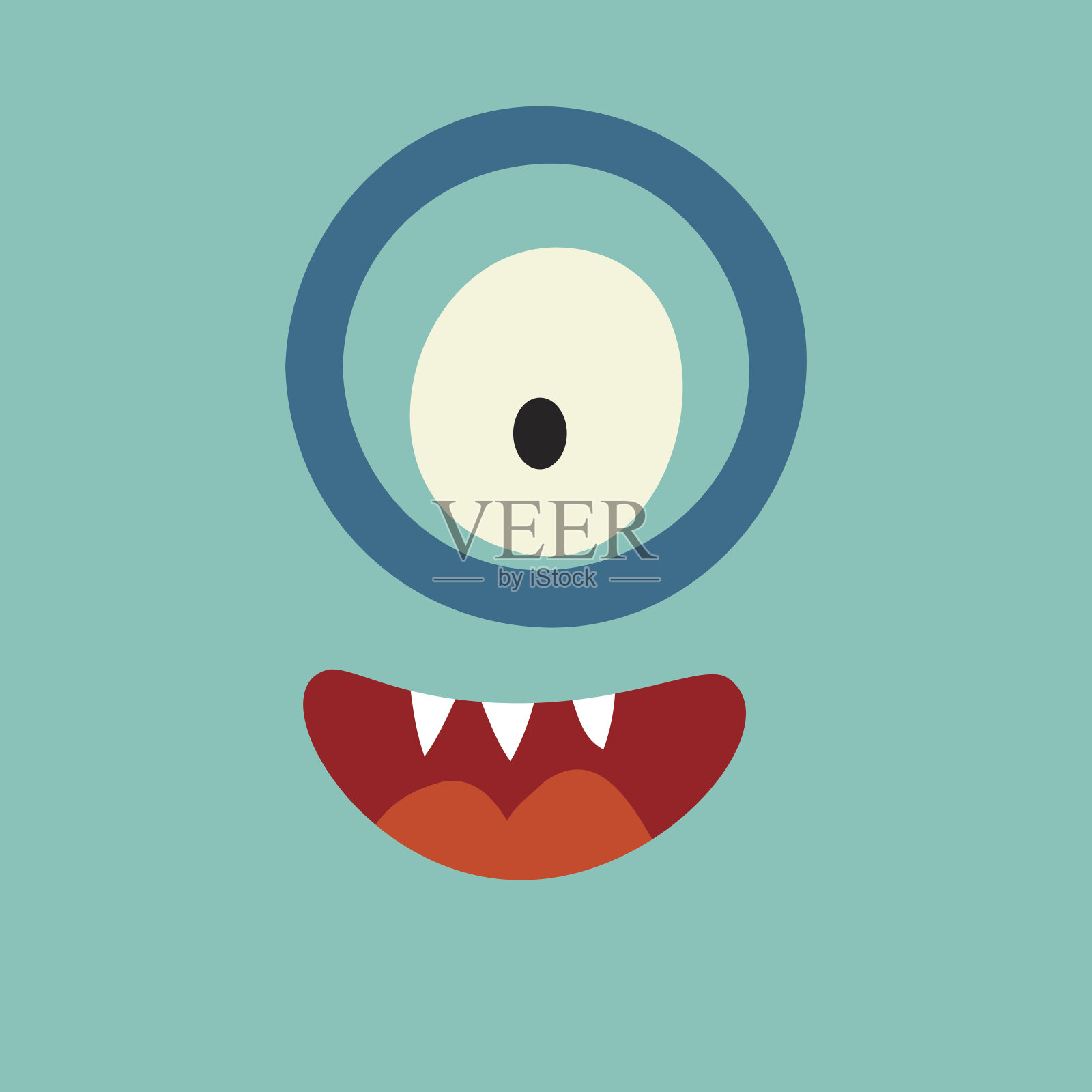 Emoji聪明的怪物。可爱聪明的独眼矢量插图。插画图片素材