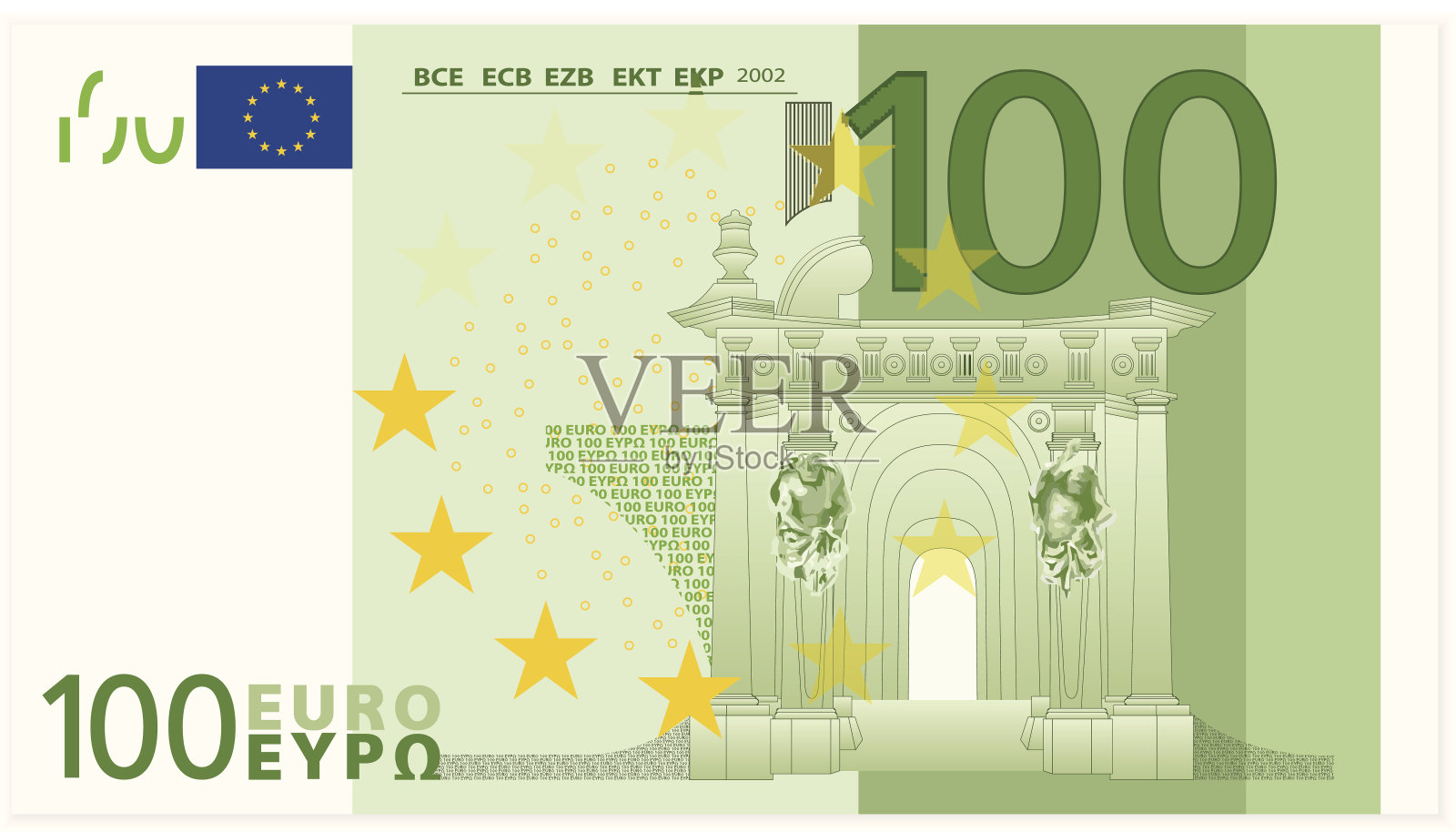 插图特写的100美元欧元钞票插画图片素材