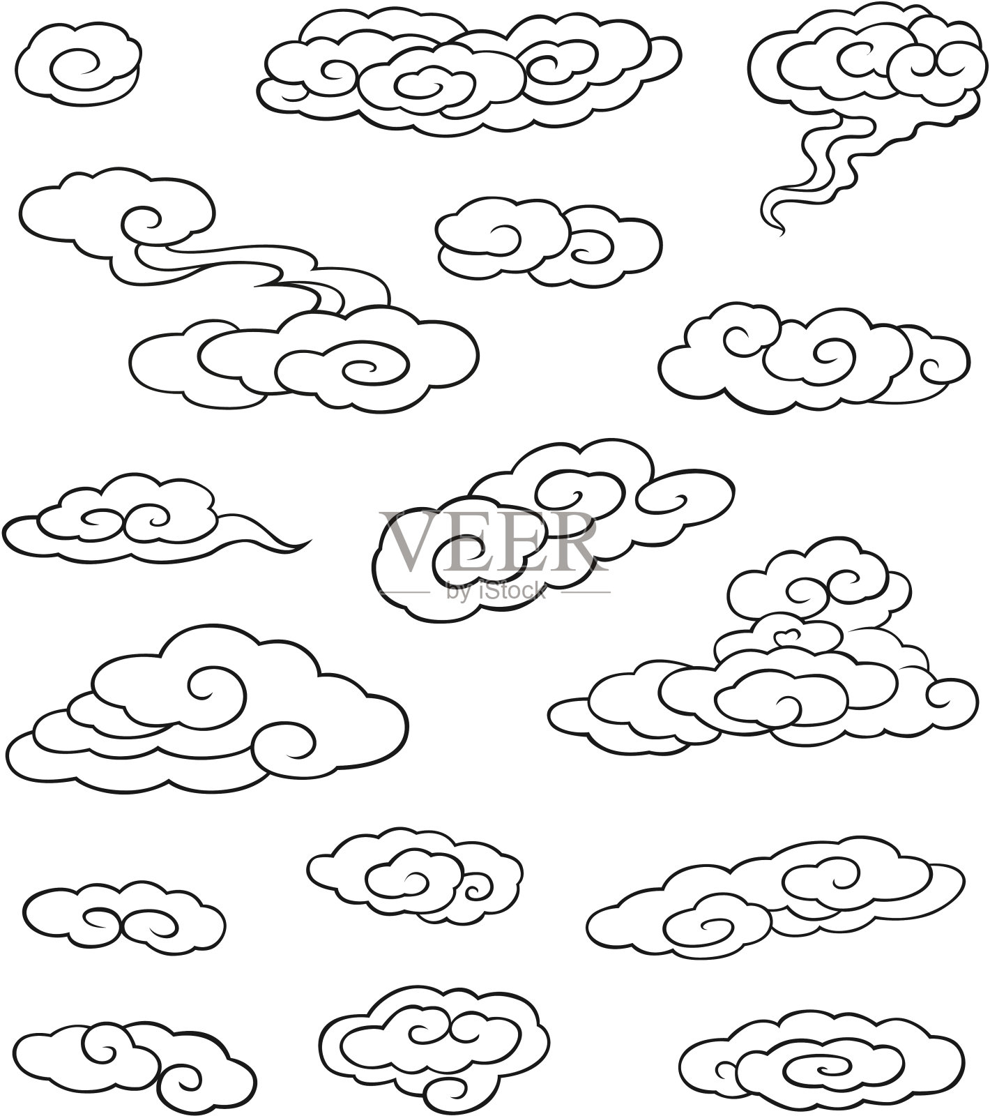 不同形状的云设计元素图片