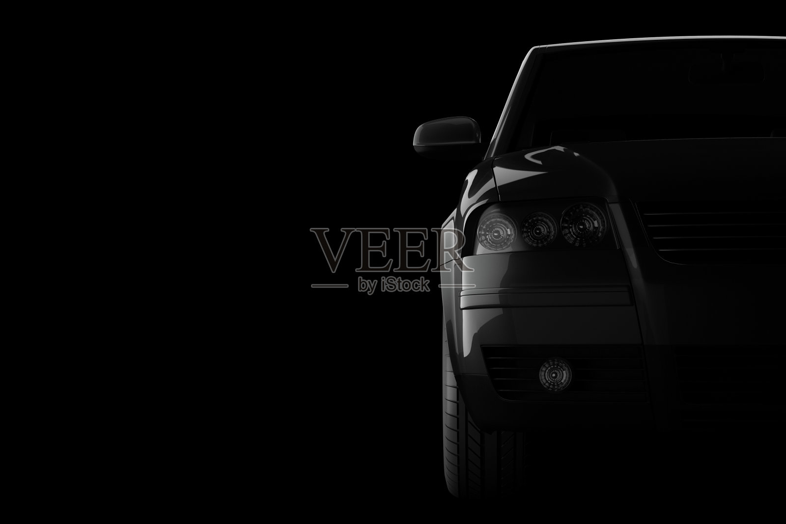 黑色背景上的3d汽车剪影照片摄影图片