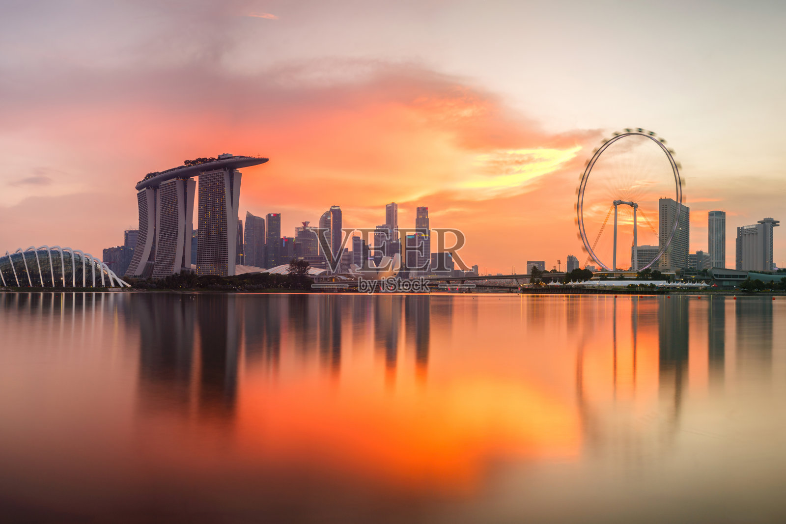 日落时分的新加坡天际线照片摄影图片