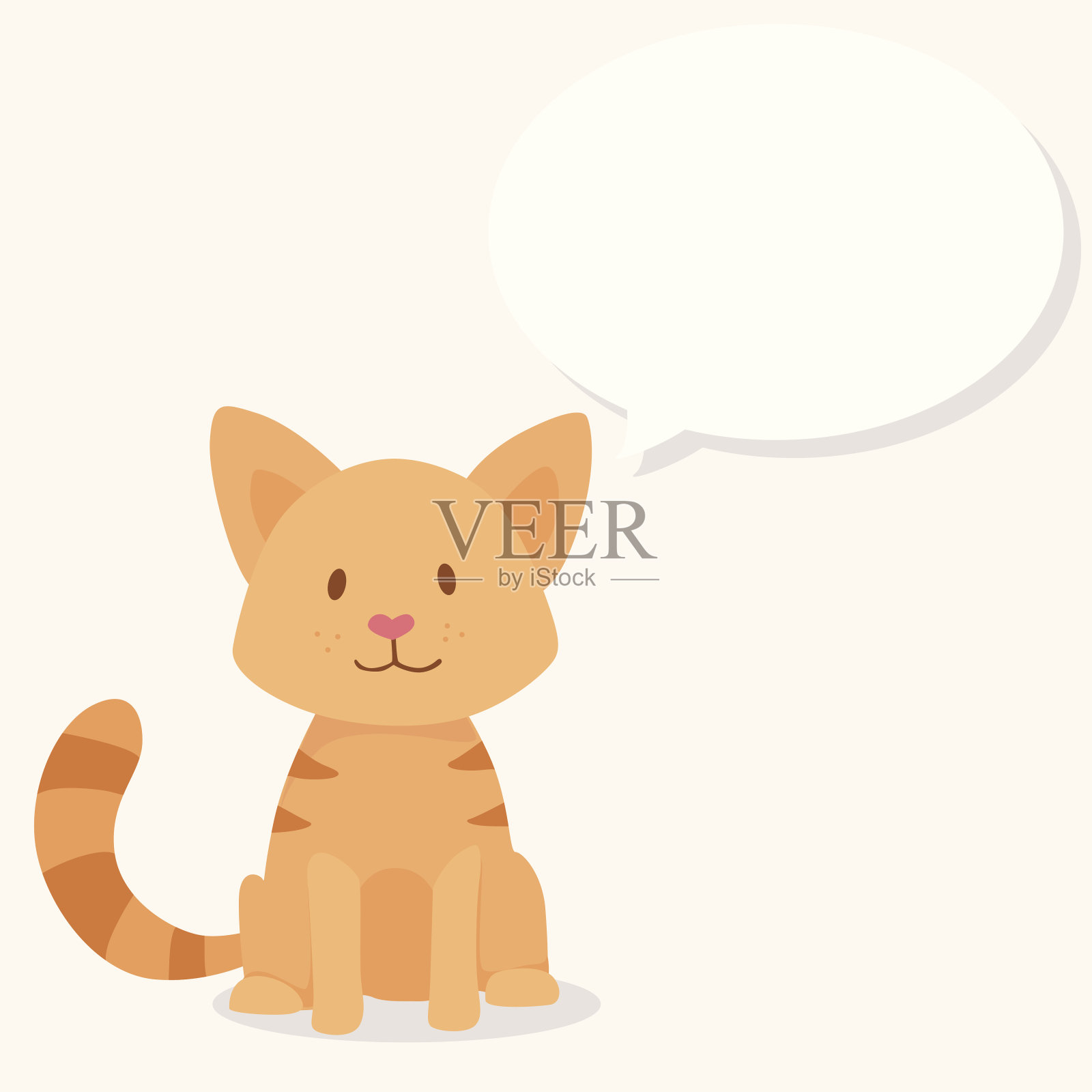 向量可爱快乐的红猫与文字云插画图片素材