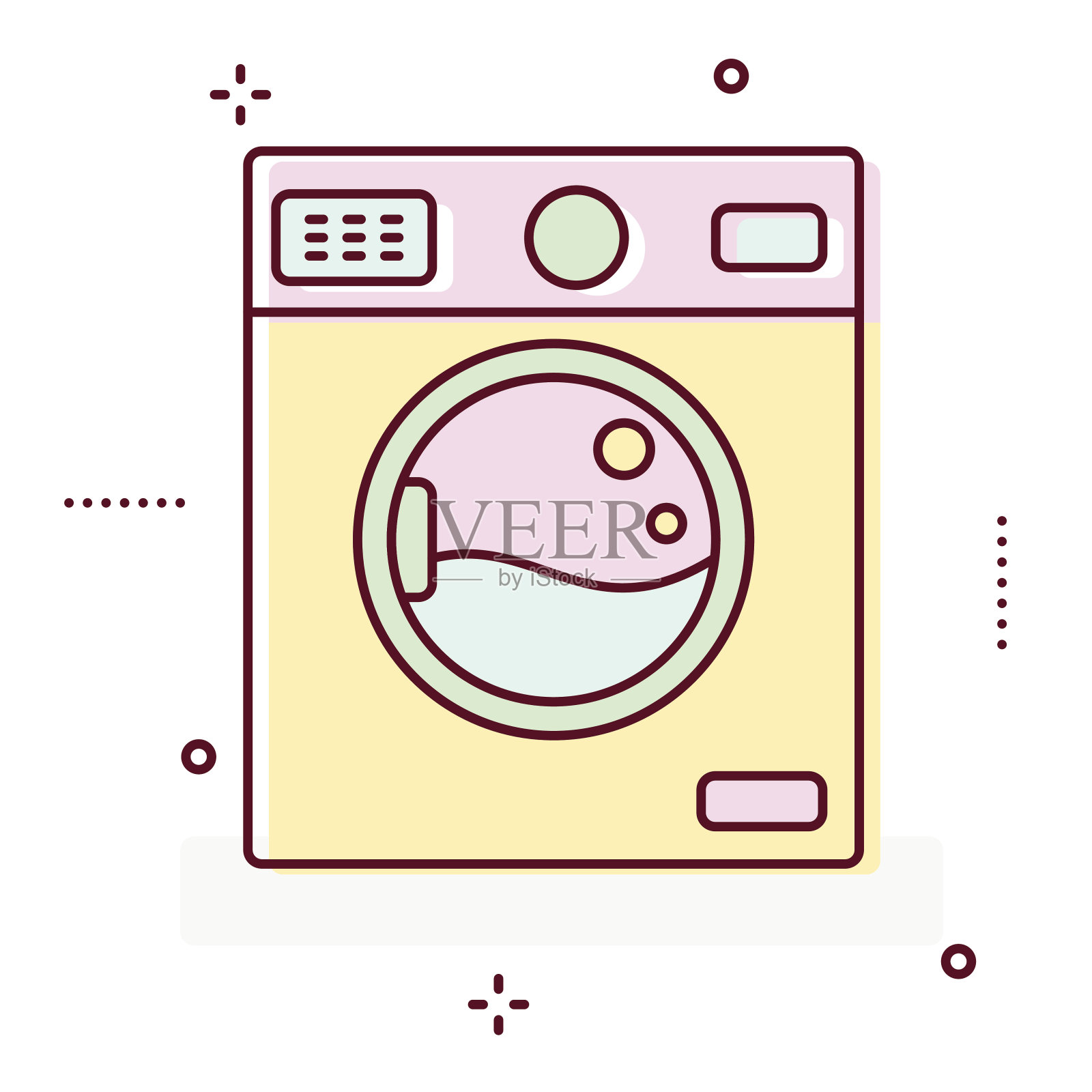 洗衣机线条风格矢量图标插画图片素材