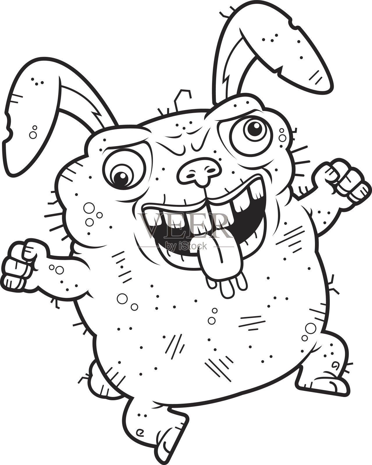 疯狂的丑陋的兔子插画图片素材