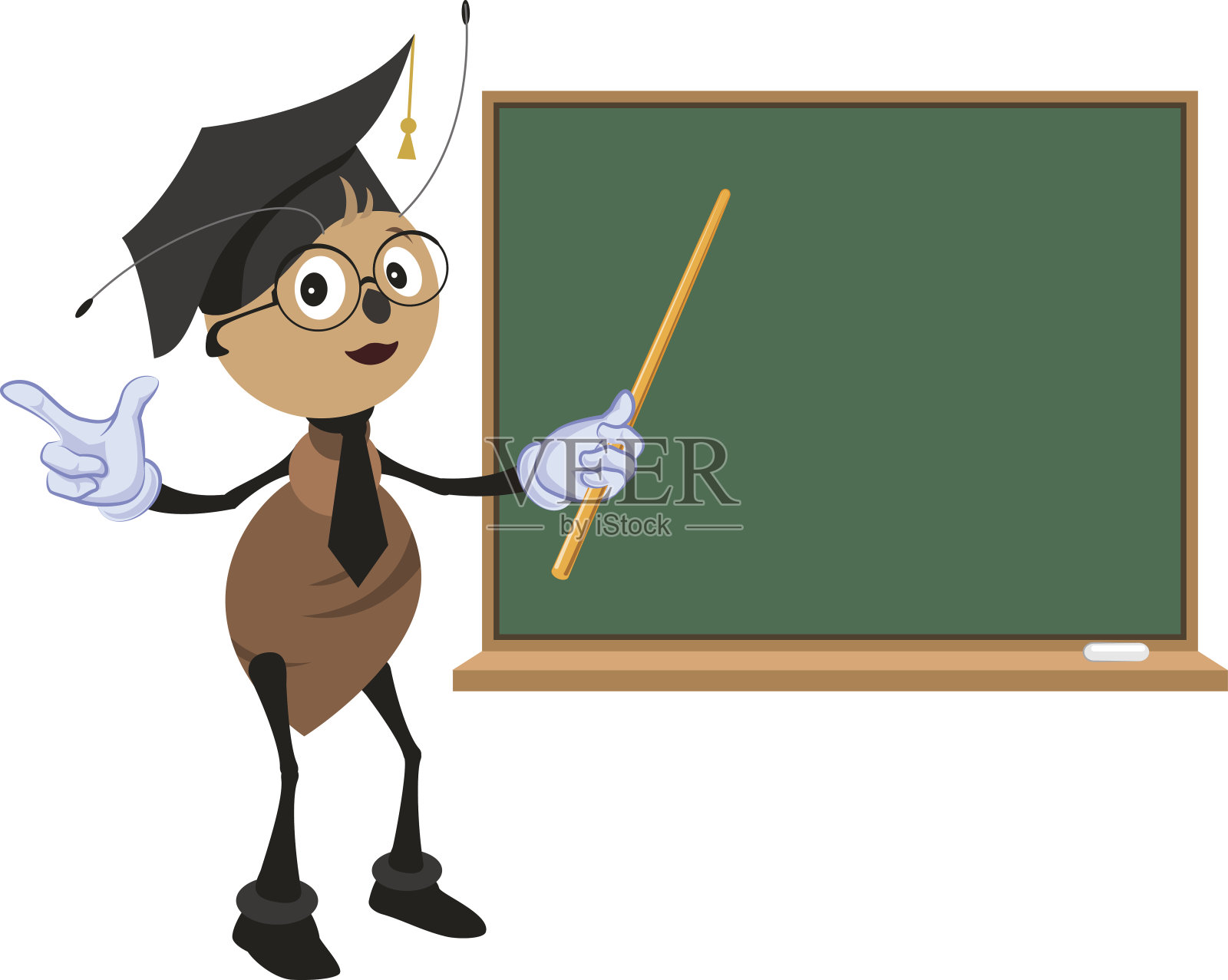 蚂蚁老师站在黑板前插画图片素材
