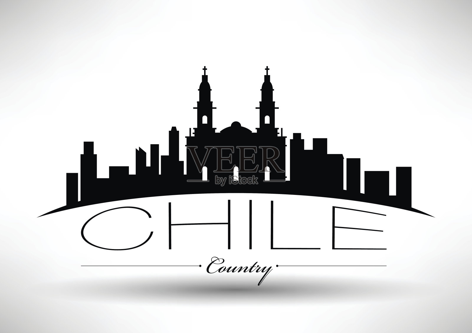 矢量智利天际线设计插画图片素材
