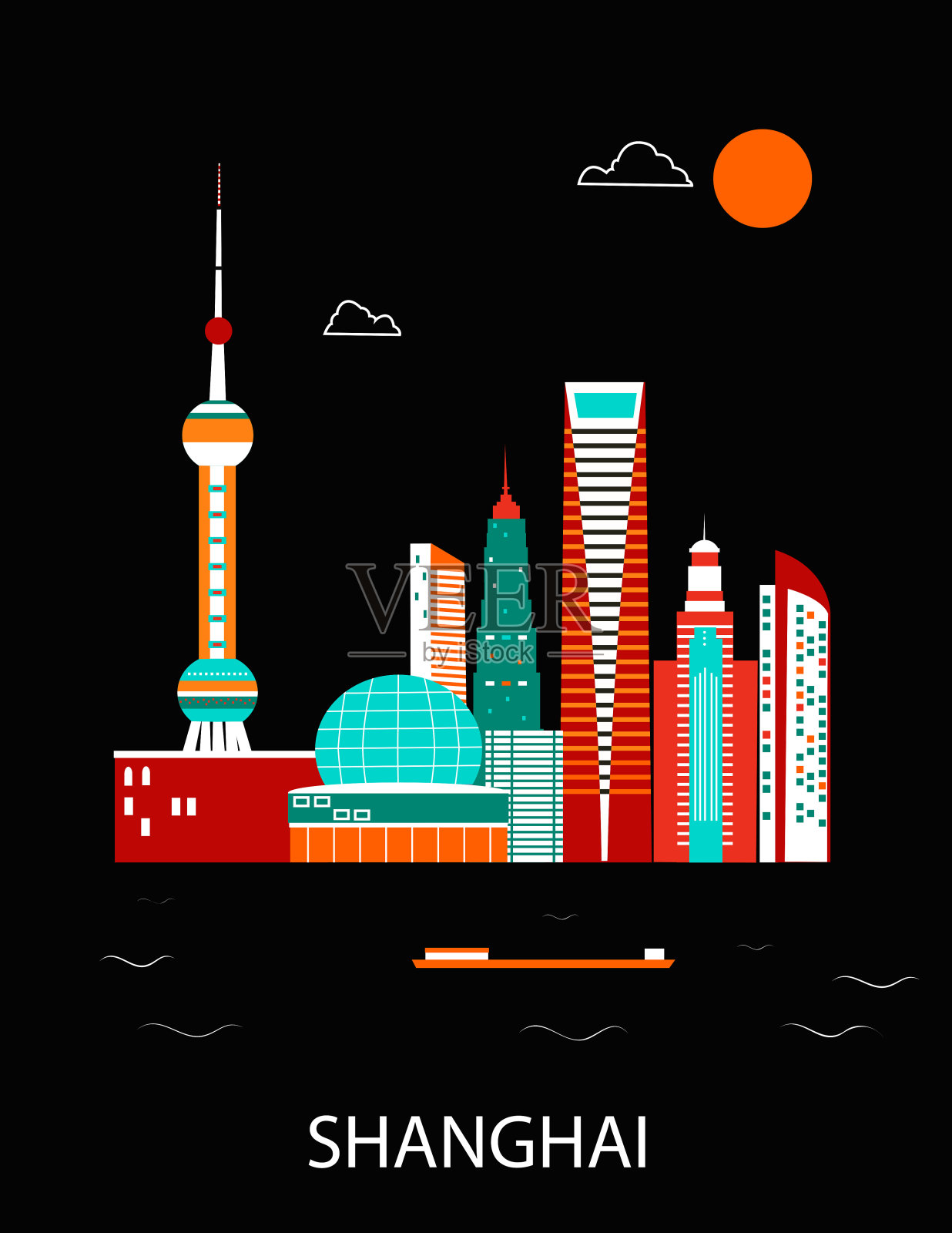 中国上海。插画图片素材