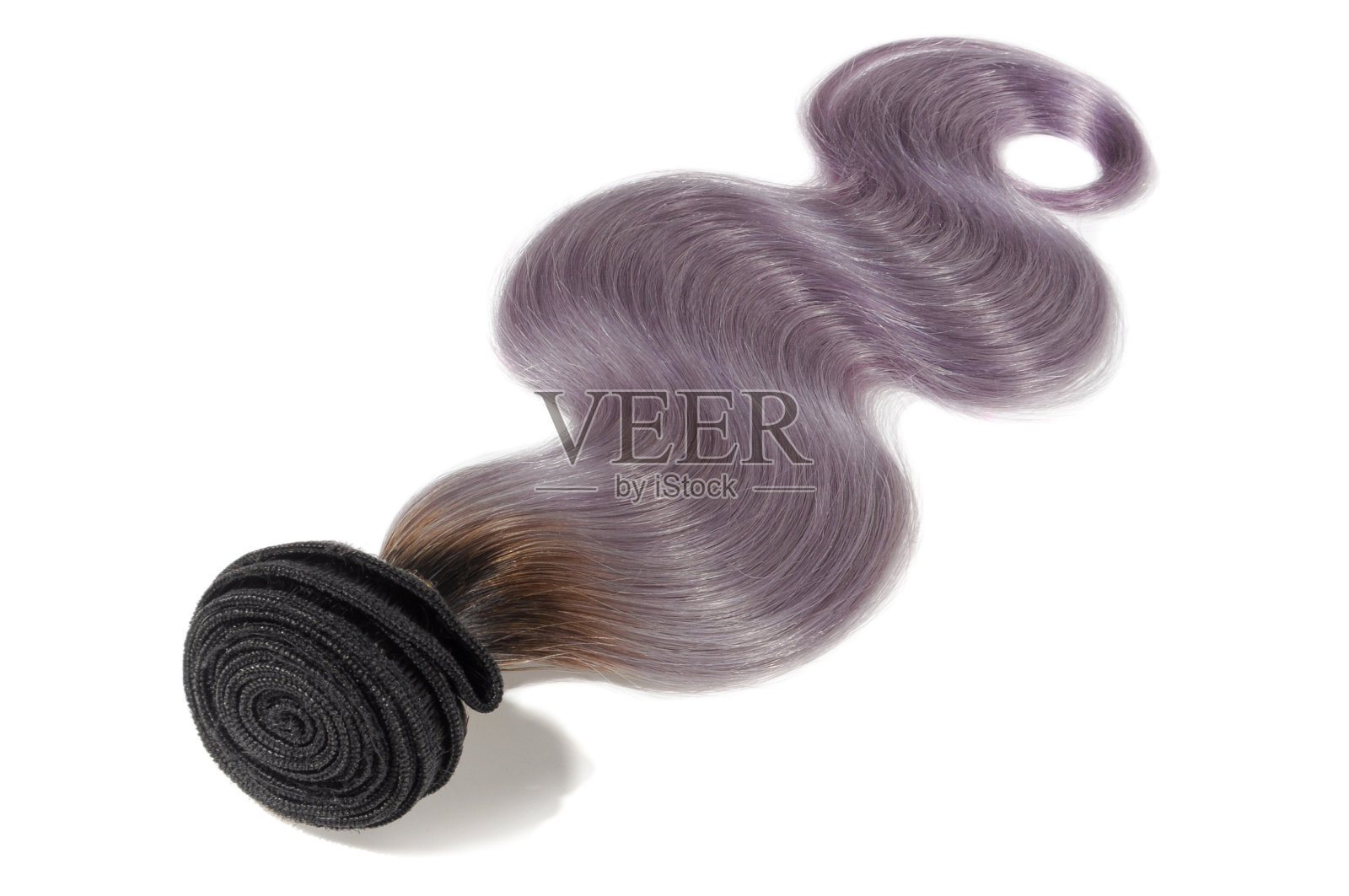 体波两个色调浸黑与紫色渐变头发延伸束照片摄影图片