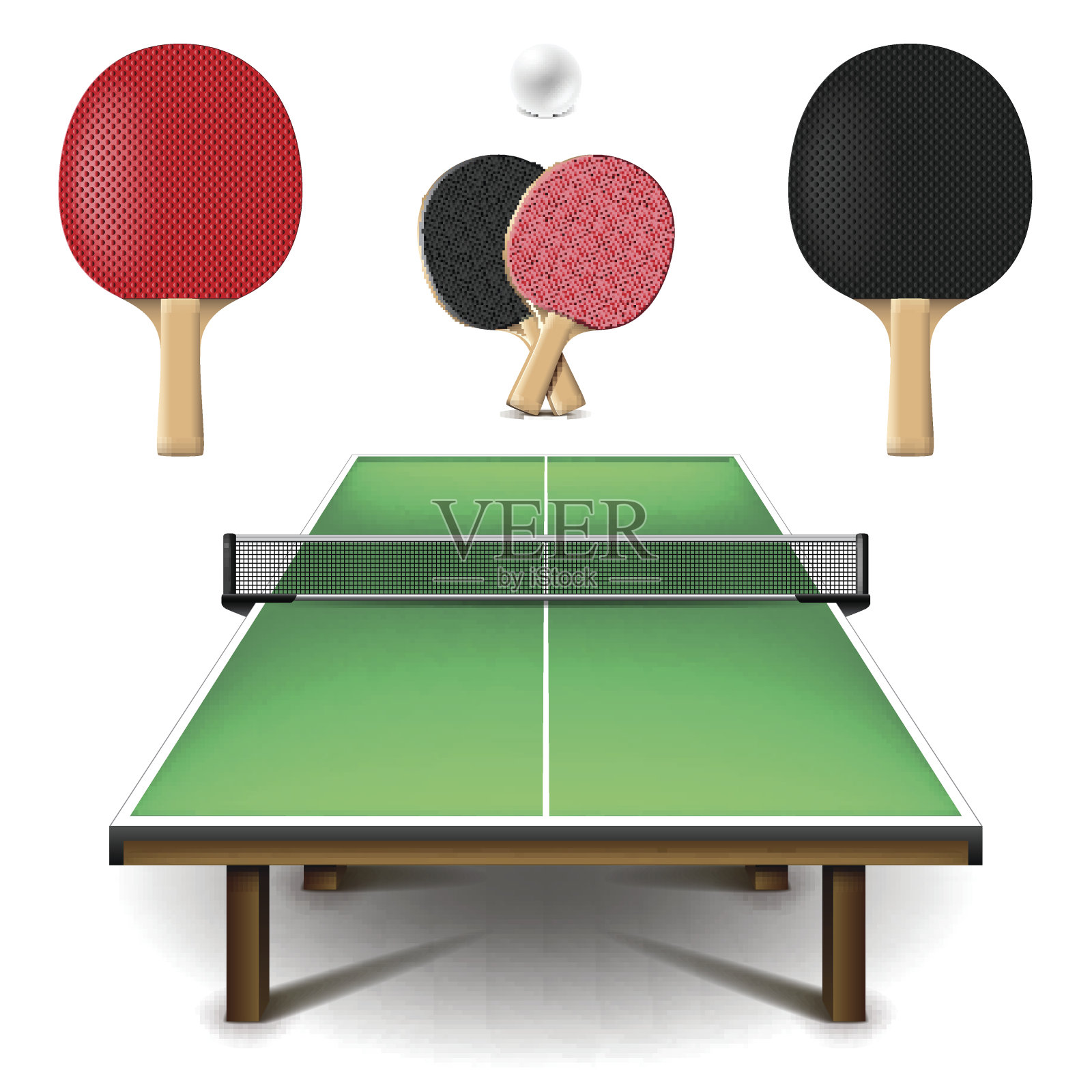 乒乓球集孤立在白色矢量插画图片素材