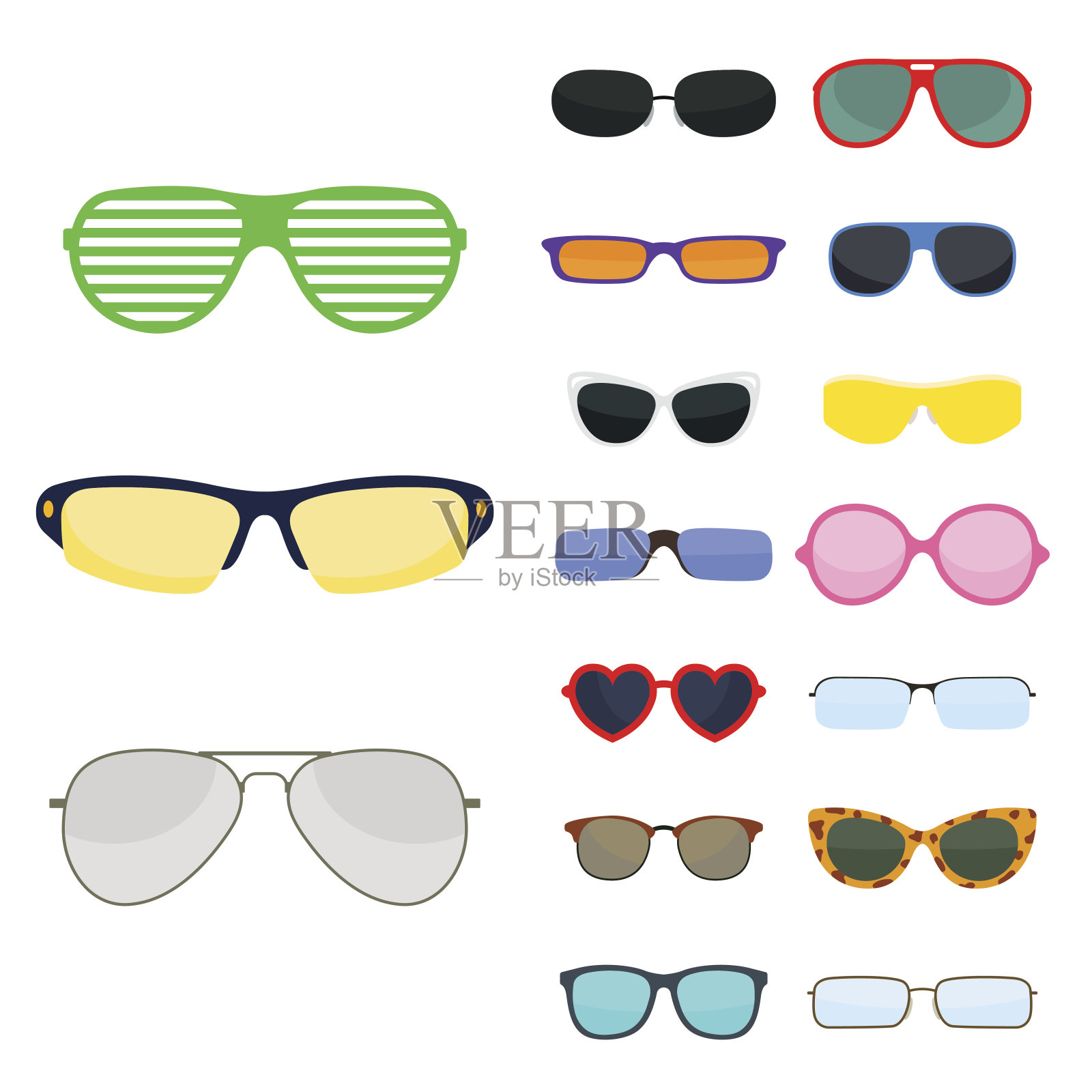 时尚太阳镜配件太阳眼镜塑料框架现代眼镜矢量插图插画图片素材