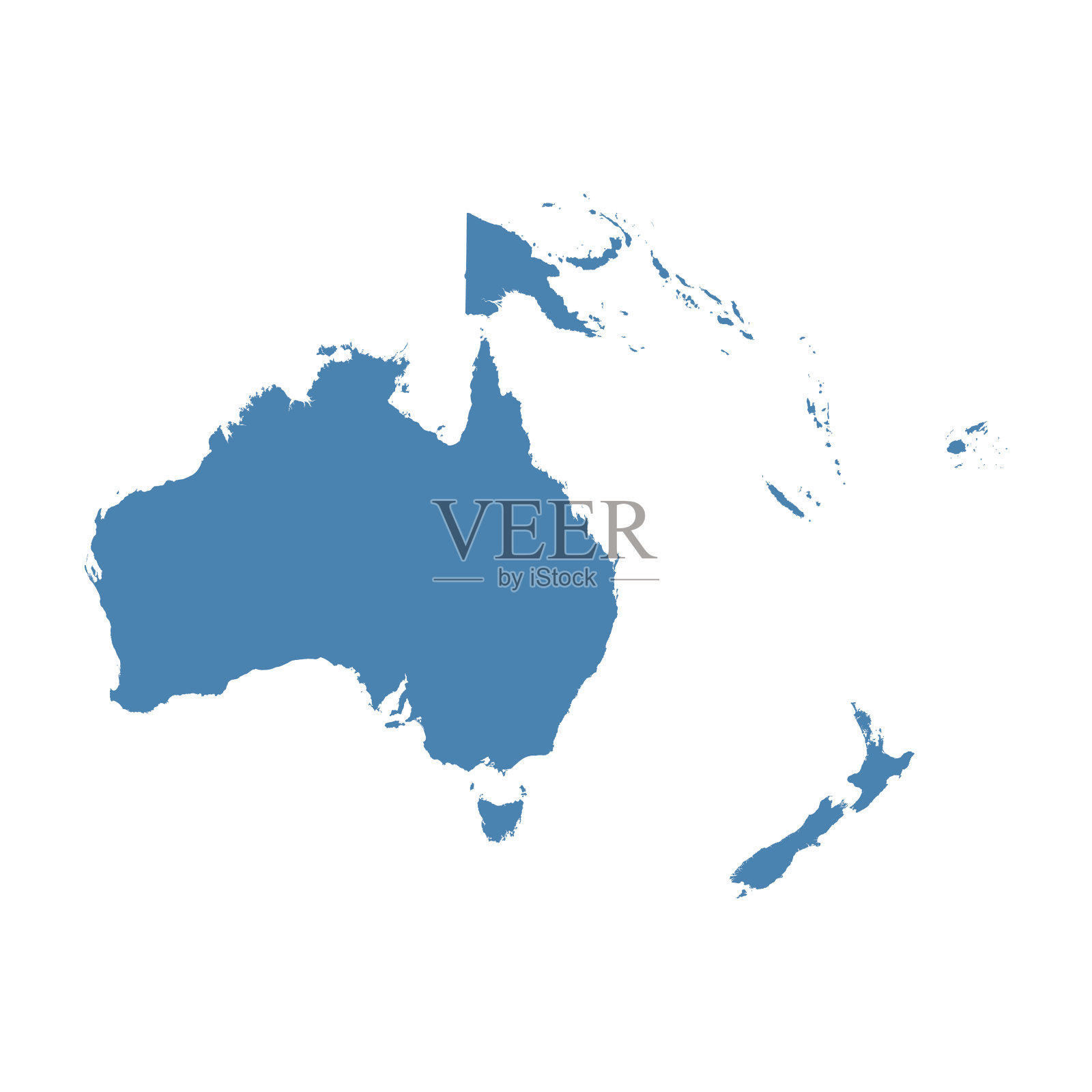 澳大利亚和大洋洲地图。平面向量插画图片素材