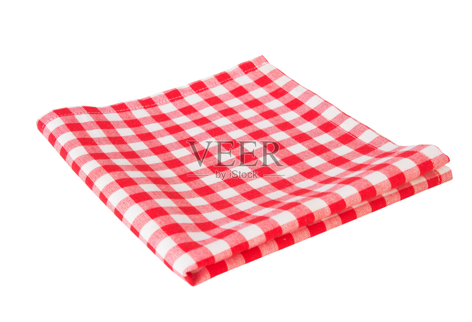 红色野餐布孤立在白色。照片摄影图片