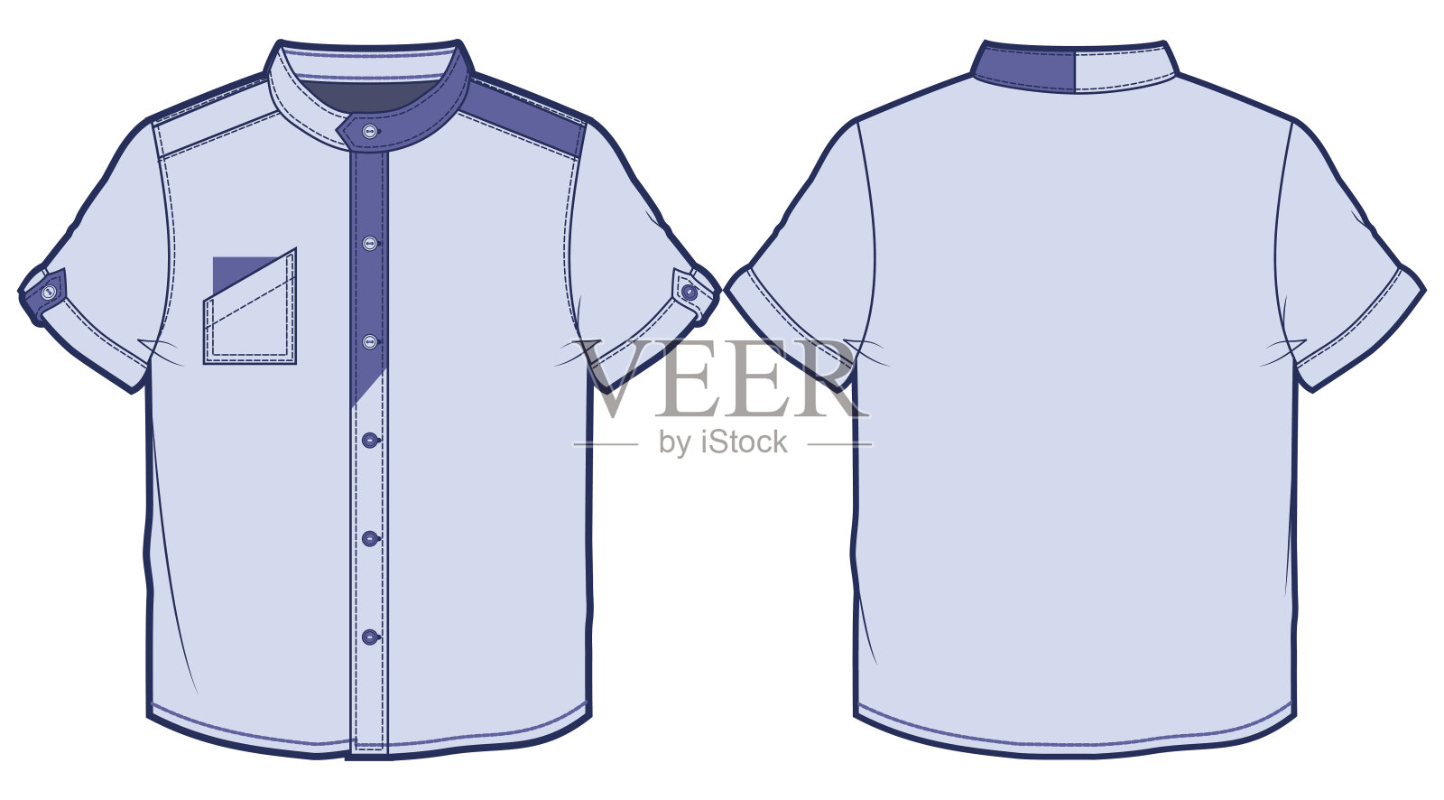 浅蓝色短袖夏季衬衫插画图片素材