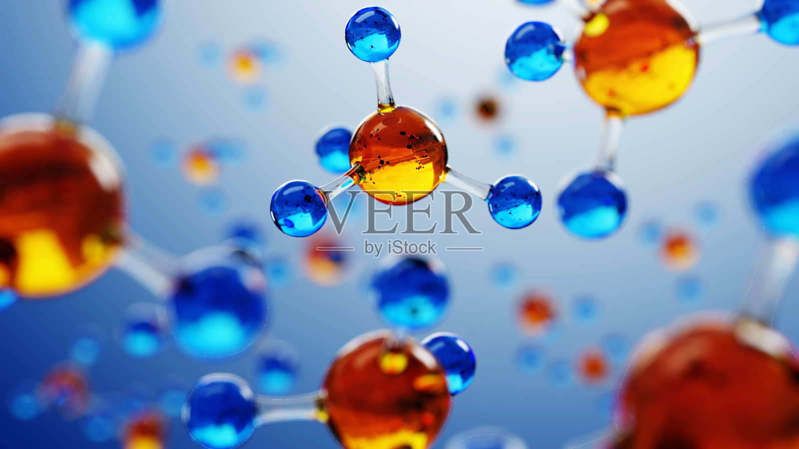 分子模型的3d插图。分子和原子的科学背景。照片摄影图片