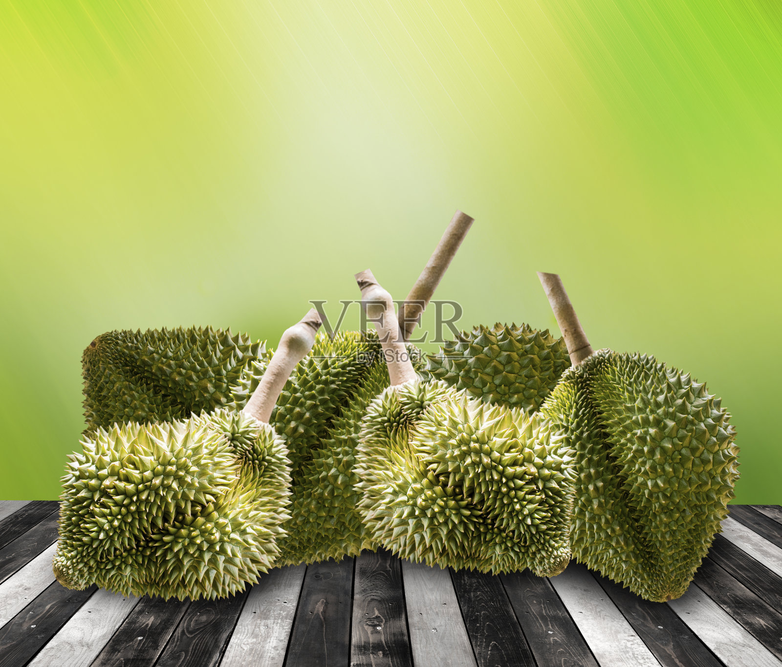 榴莲，泰国王水果与绿色设计照片摄影图片