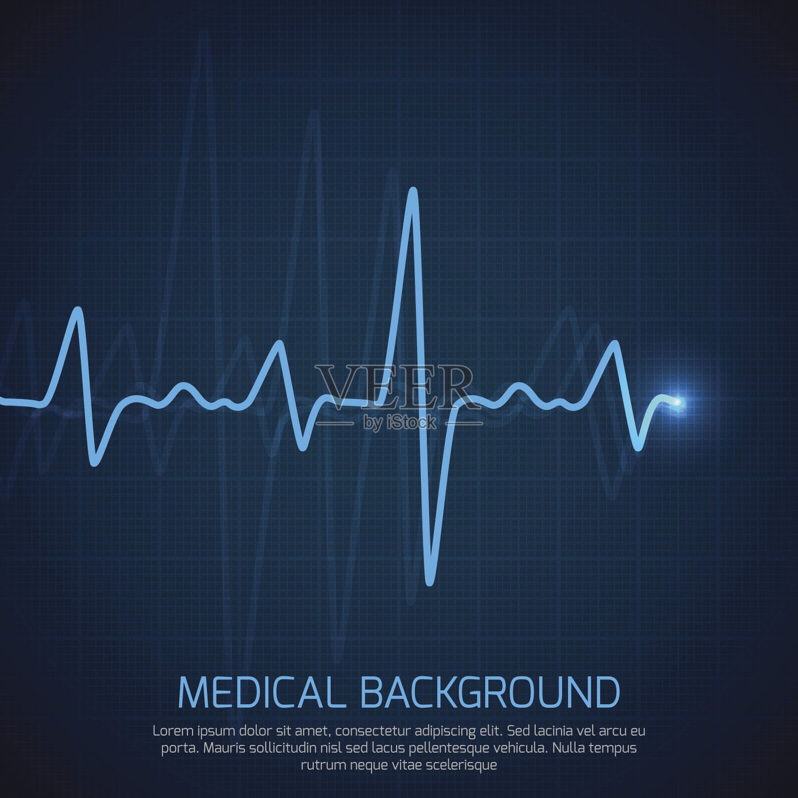 医疗保健媒介医学背景与心脏心电图。心脏学概念与脉搏率图插画图片素材