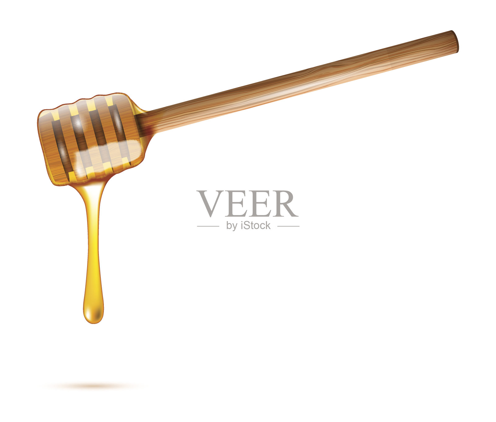 蜂蜜从木制的蜂蜜勺上滴下来插画图片素材