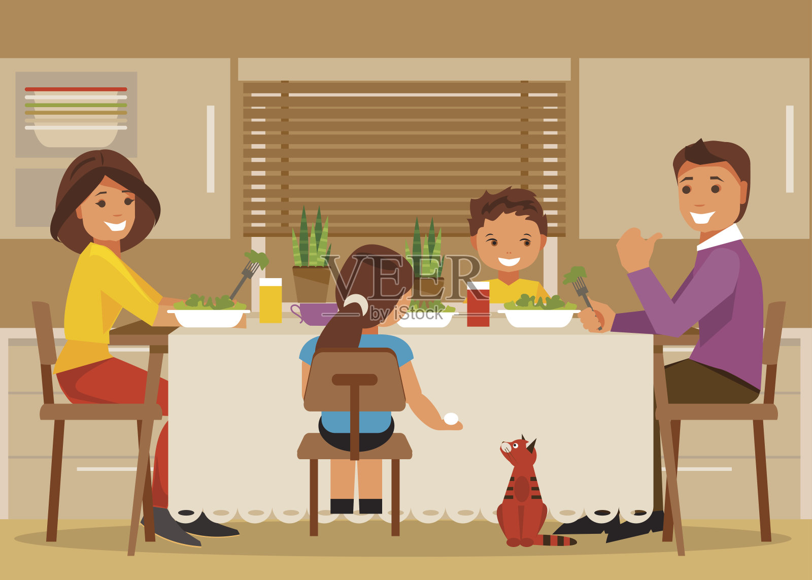 家庭聚餐插画图片素材