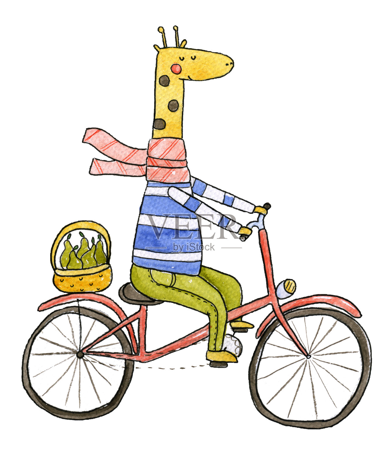 自行车水彩插图设计元素图片