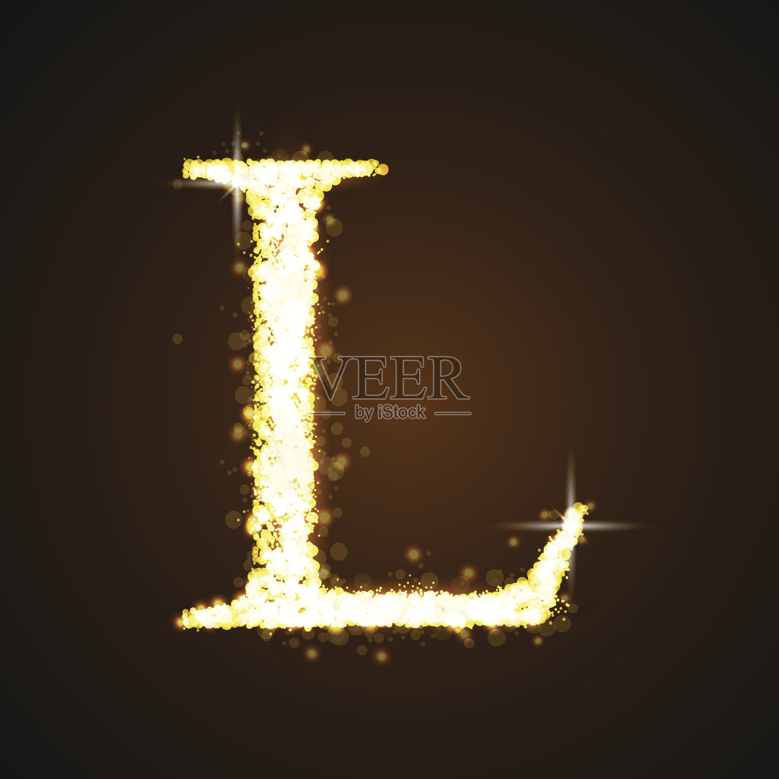 字母L的金色闪烁的星星设计元素图片