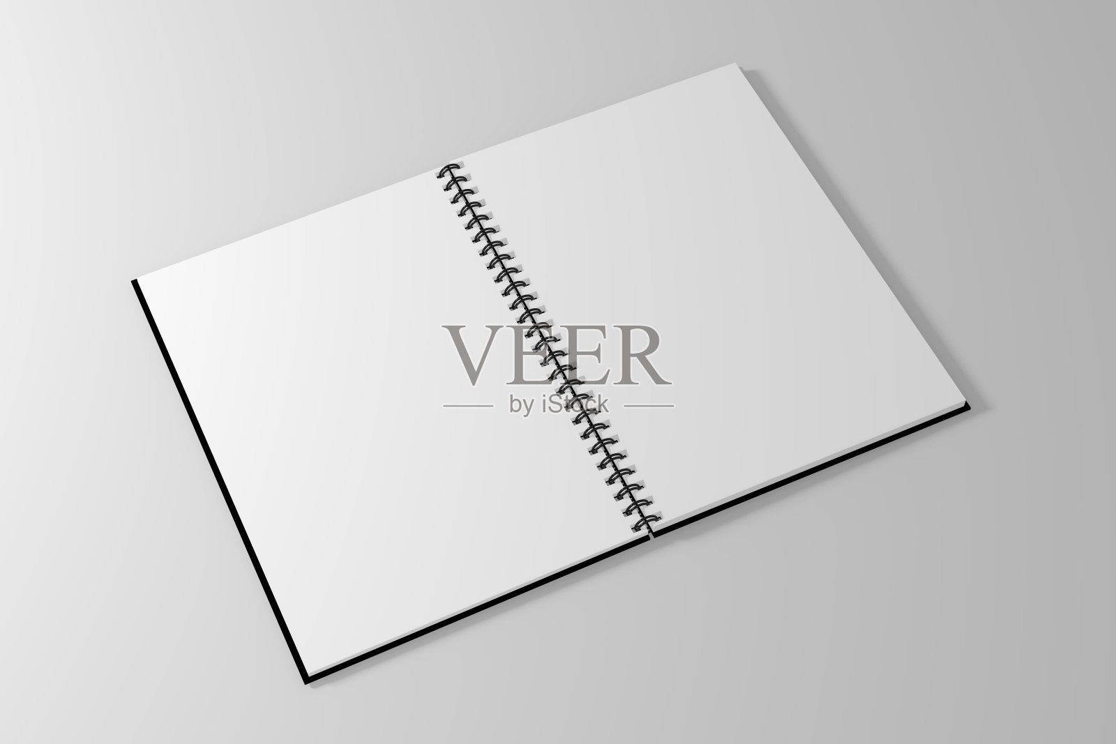 螺旋笔记本模板上干净的白色背景。三维演示设计元素图片