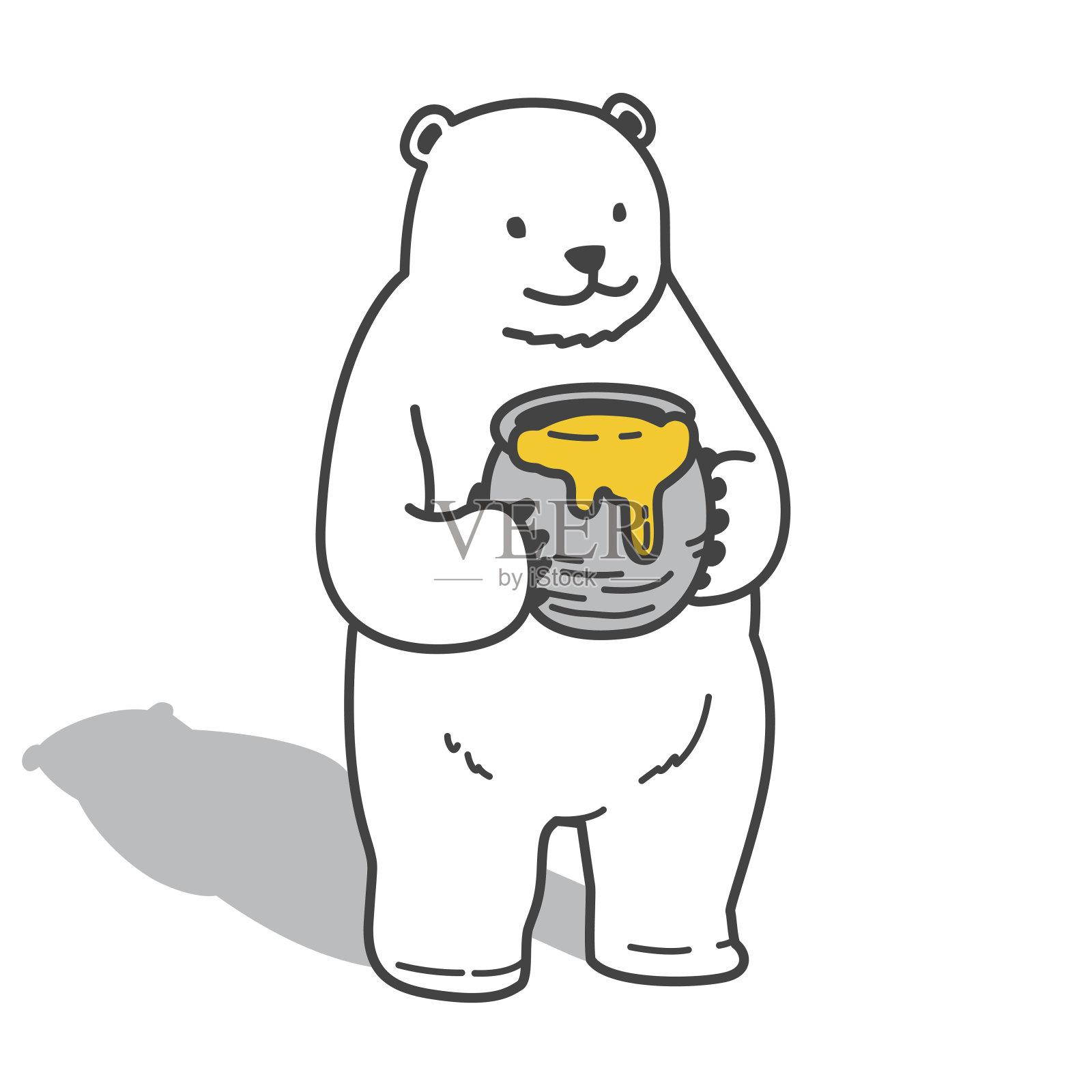 熊北极熊蜂蜜涂鸦矢量插图插画图片素材