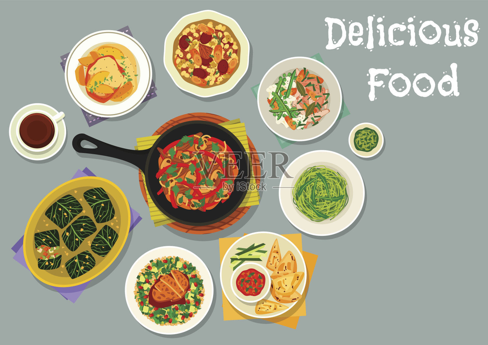 法式菜肴肉类菜肴图标为菜单设计插画图片素材