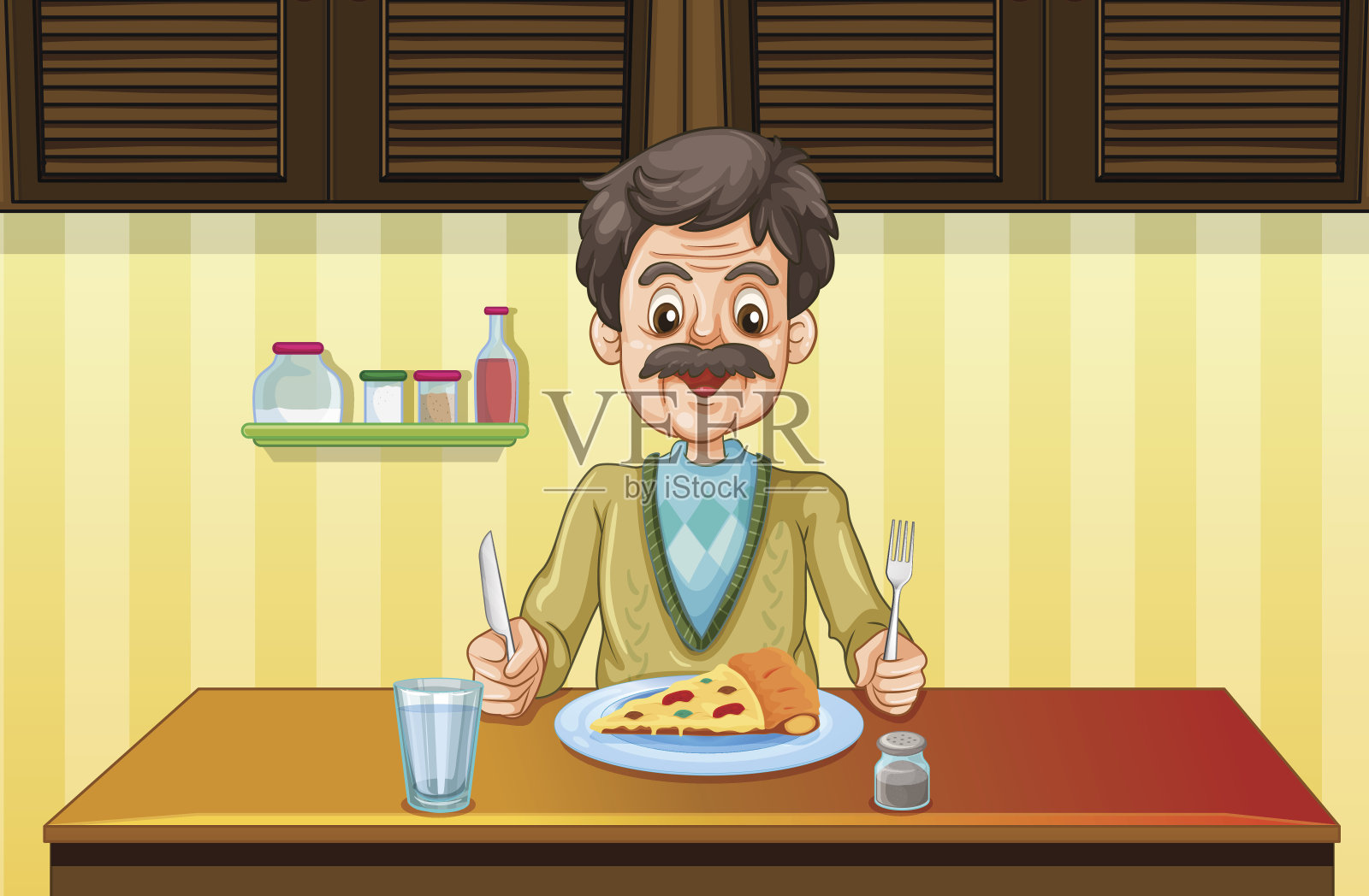 老人在餐厅吃饭设计元素图片