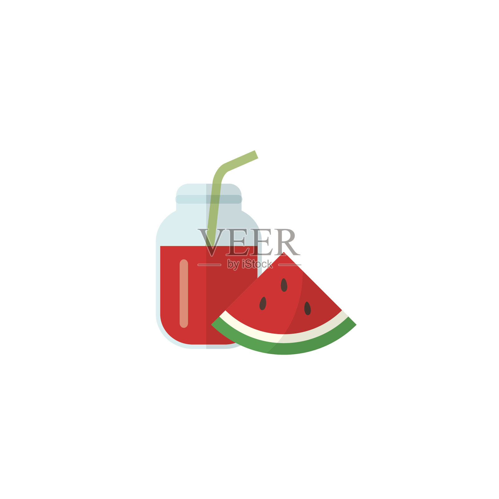 西瓜和果汁草的图标设计元素图片