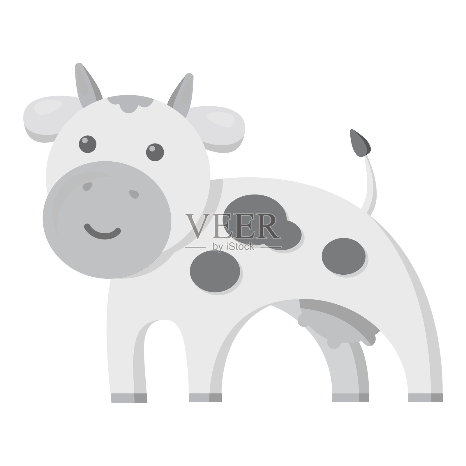 黑白奶牛图标。单一的生物，生态，有机产品图标从大牛奶单色。设计元素图片
