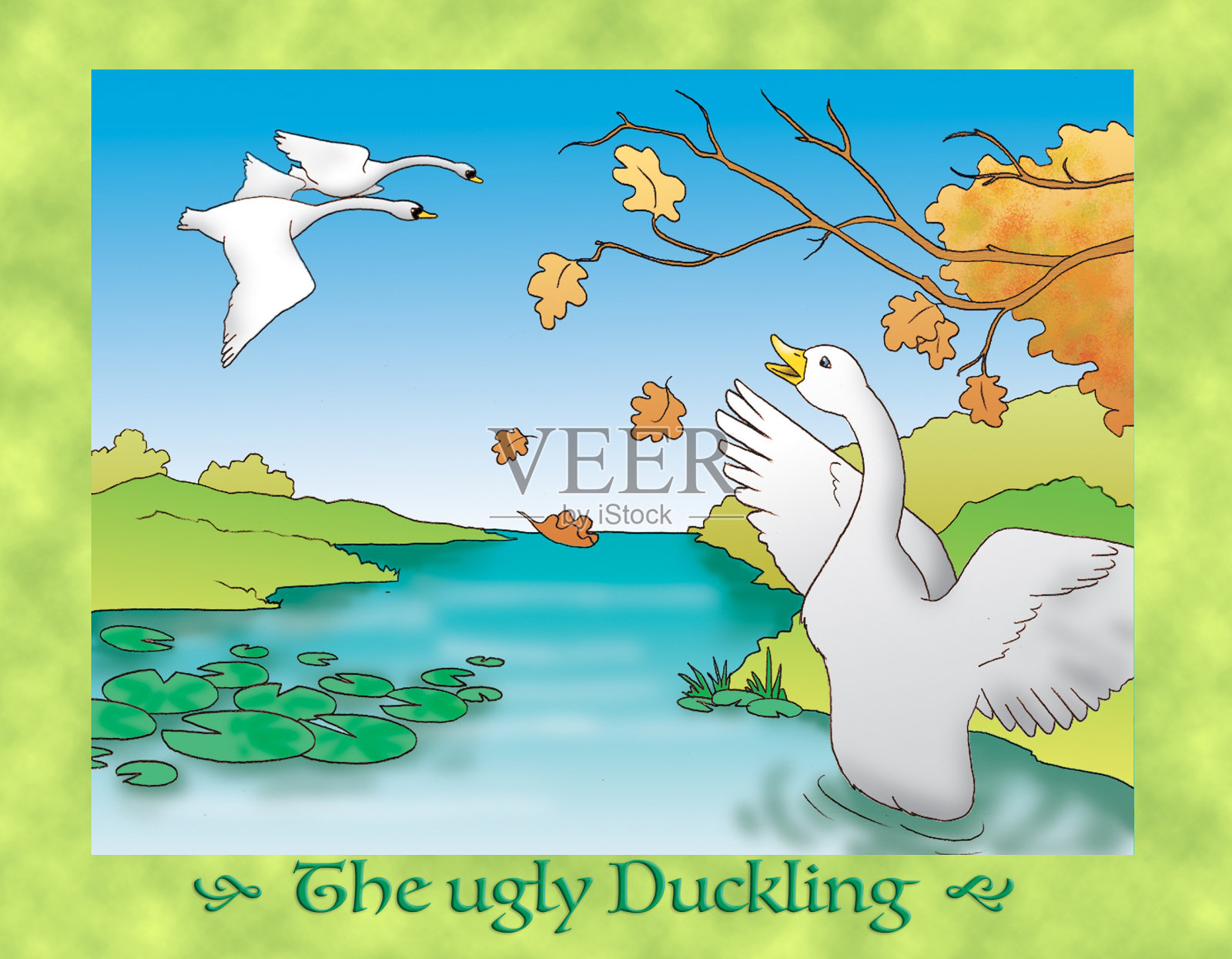 丑小鸭:美丽的天鹅插画图片素材