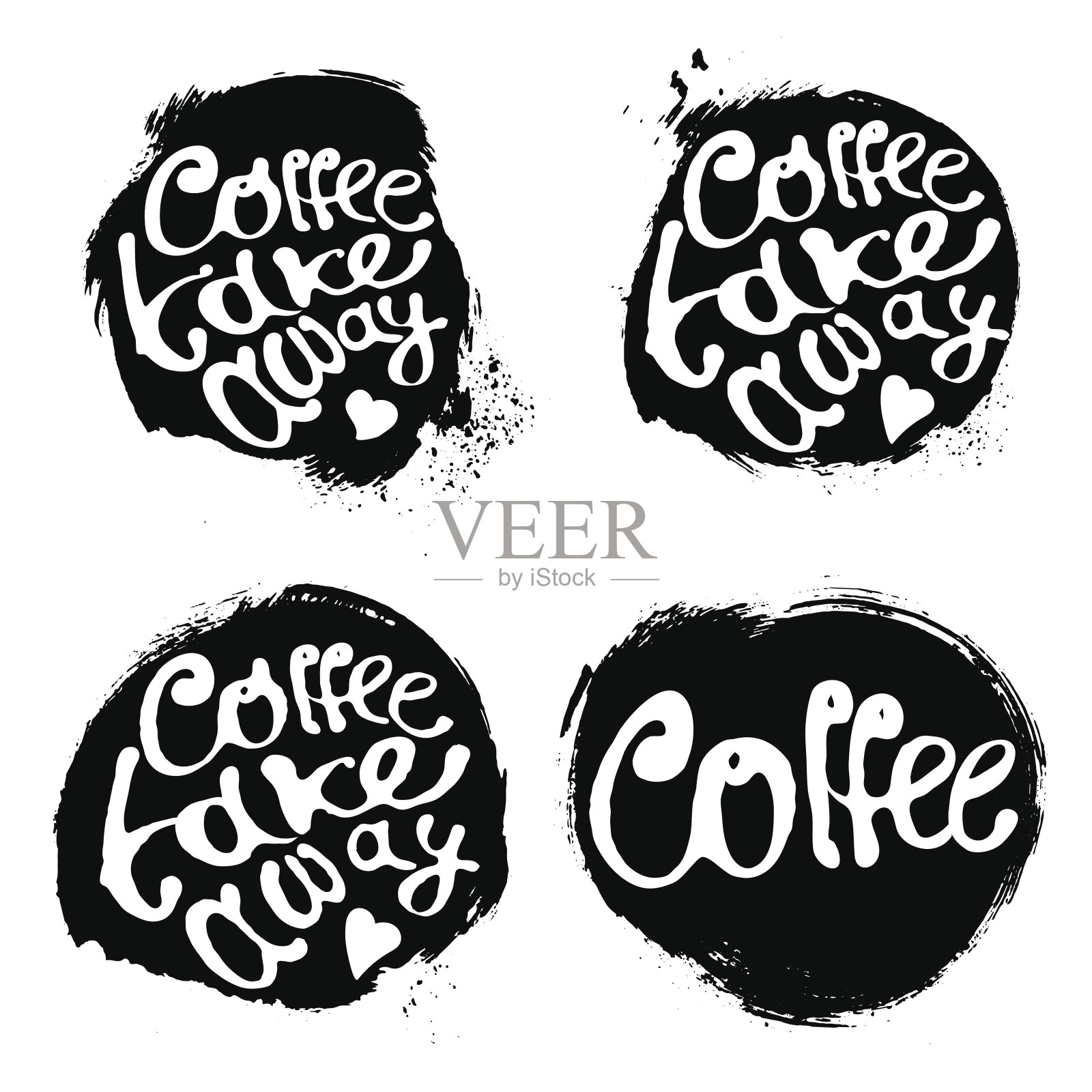 收集的咖啡手绘标志插图与字母插画图片素材