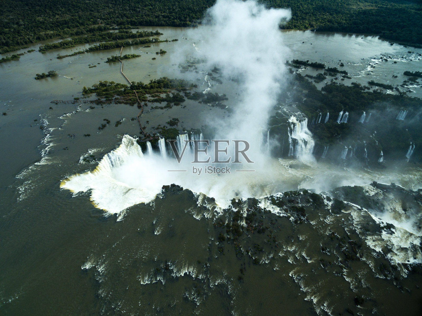 鸟瞰图Iguaçu瀑布，南美照片摄影图片