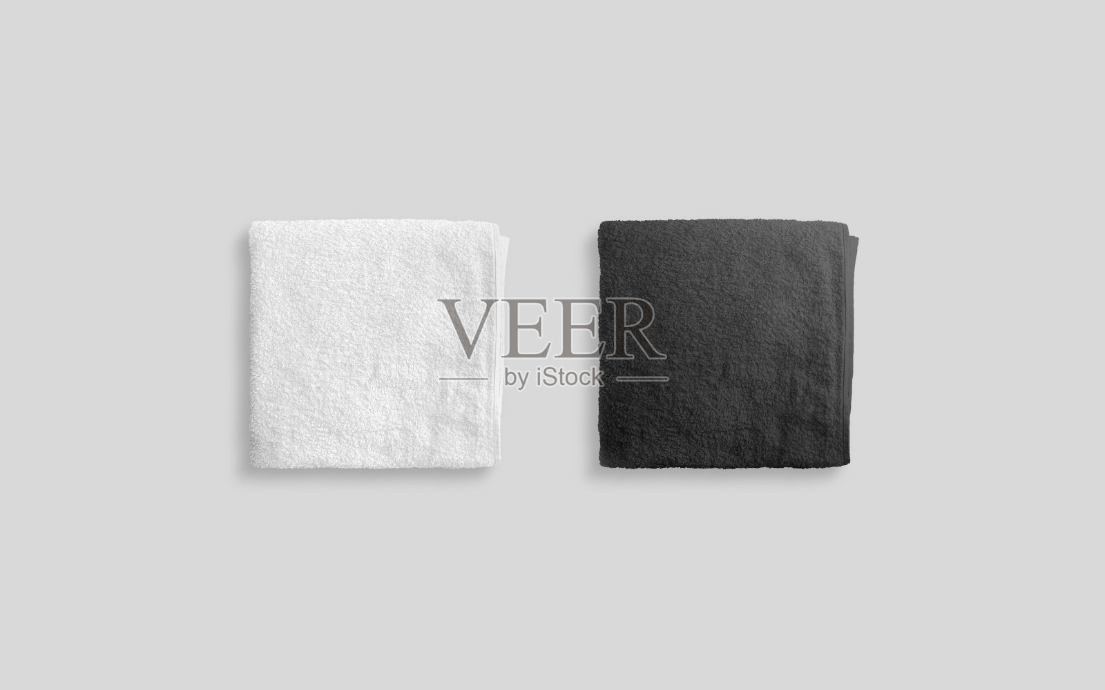 空白黑白折叠软沙滩毛巾模型照片摄影图片