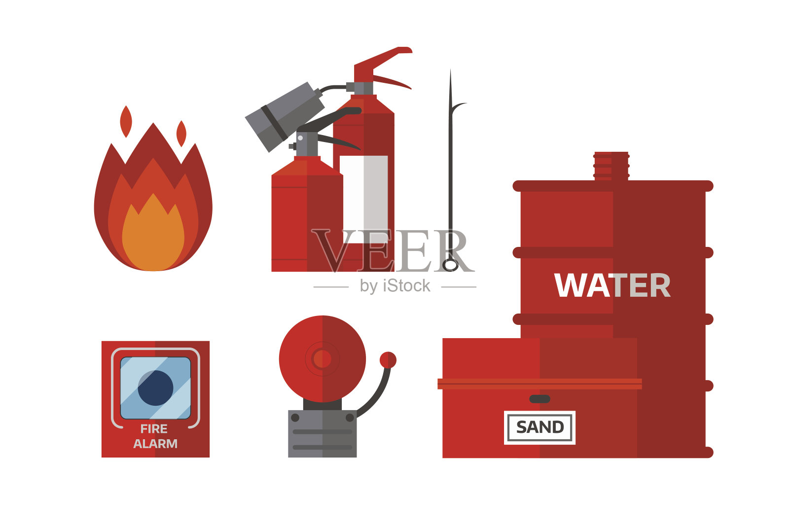 消防安全设备应急工具消防人员安全危险事故火焰保护矢量插图设计元素图片