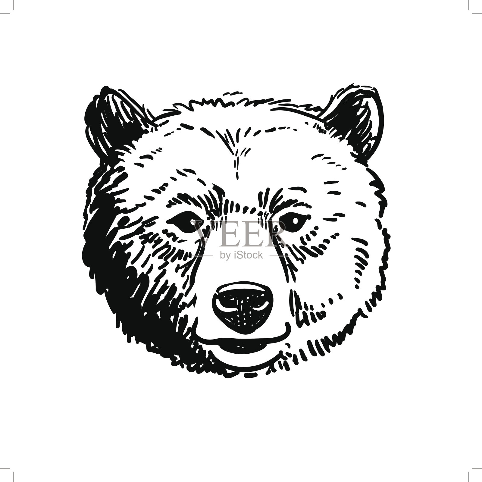 水墨画的熊头设计元素图片