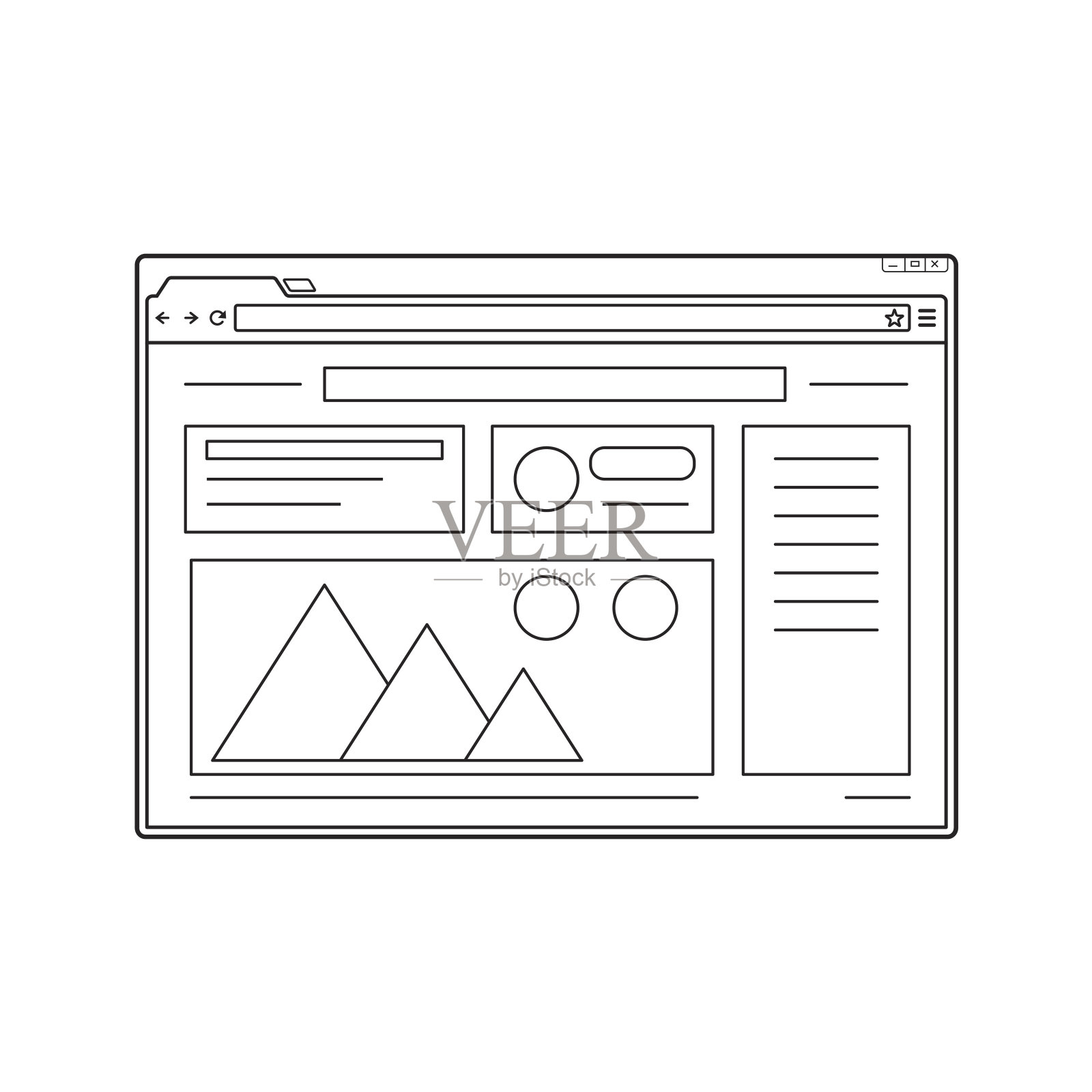 行web浏览器窗口模型。网站页面模板。设计模板素材
