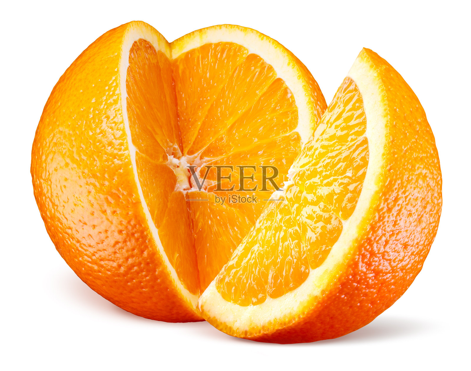 在白色上切开孤立的橙色水果照片摄影图片
