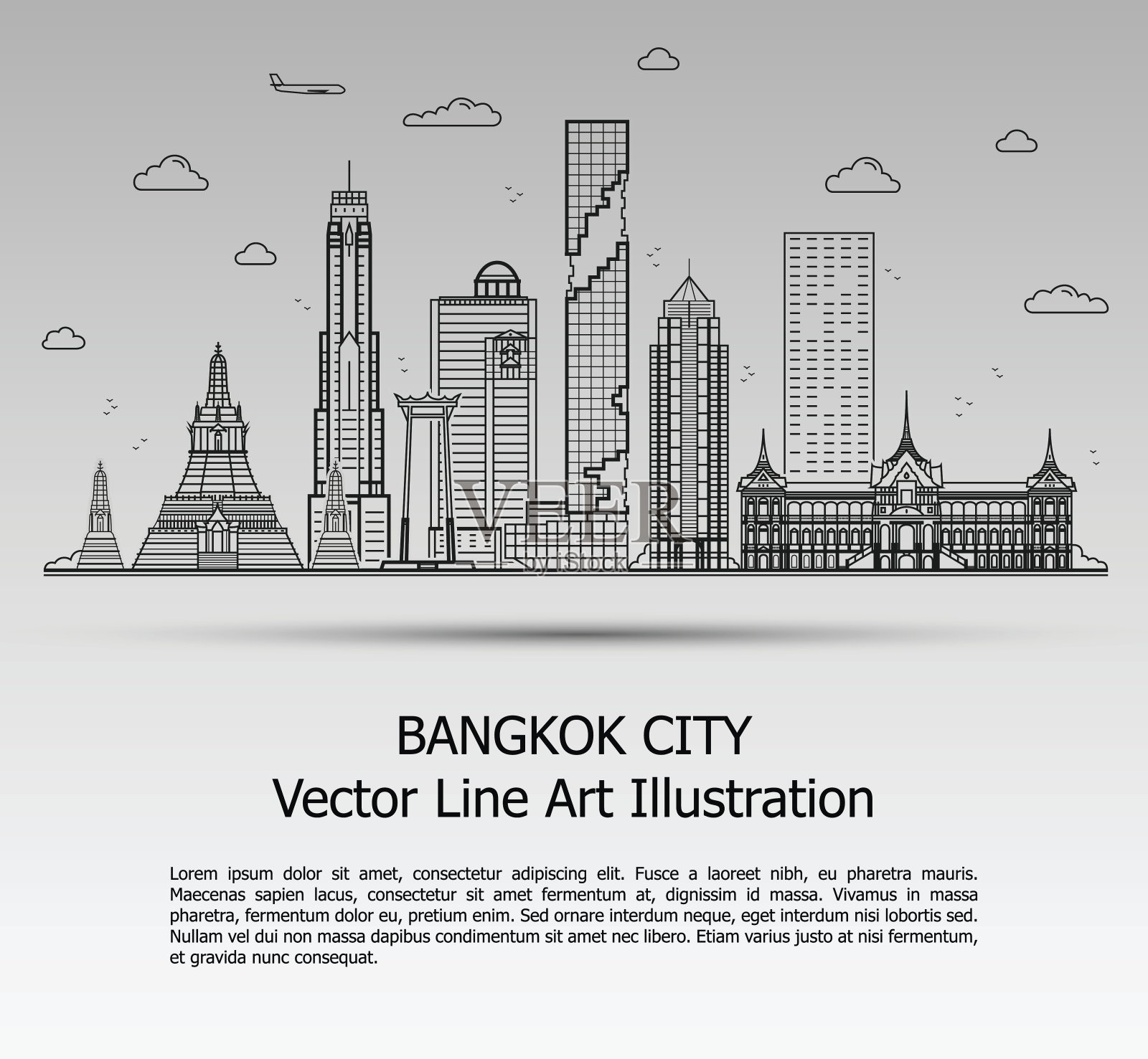 曼谷城市灰色插画图片素材