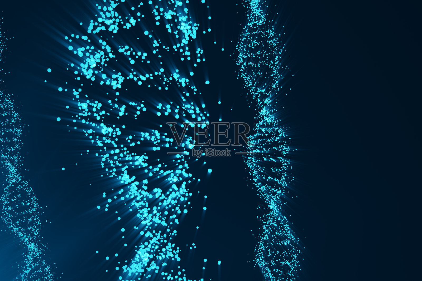 旋转DNA，基因工程科学概念，蓝色色调。三维渲染照片摄影图片