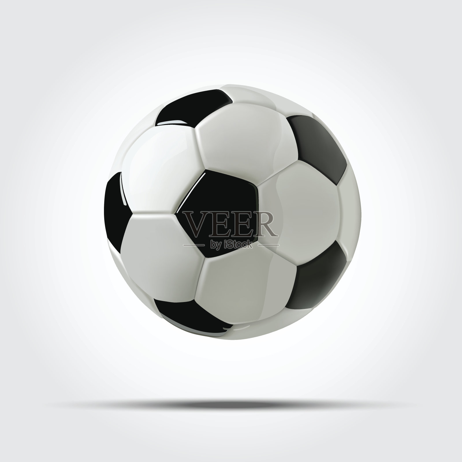 真实的足球或足球在白色背景。3d矢量足球。插画图片素材