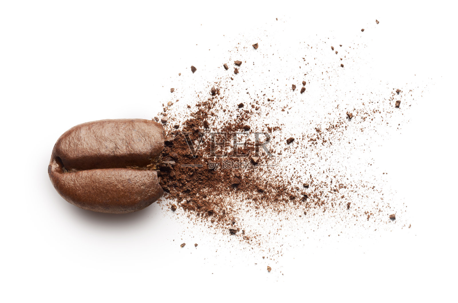 咖啡粉从咖啡豆中喷出来照片摄影图片