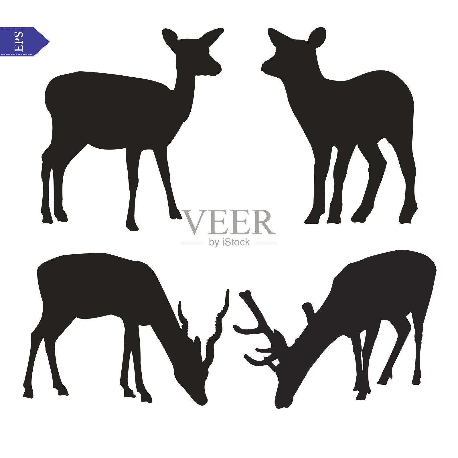 鹿的矢量剪影插画图片素材
