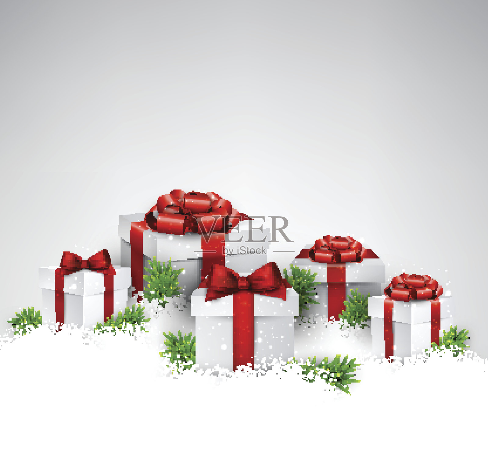 圣诞背景与礼物盒。插画图片素材