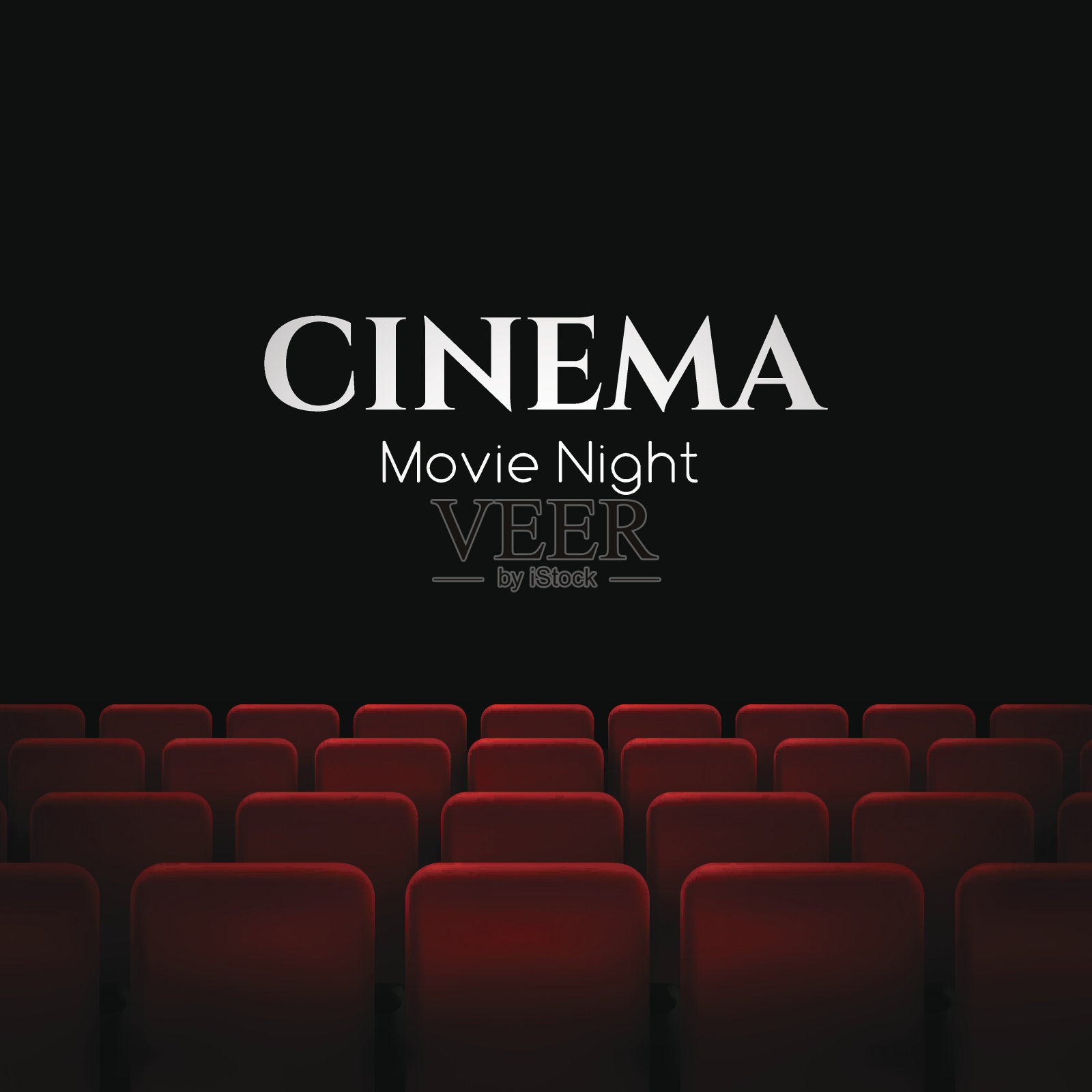 电影首映海报设计与红色的座位。向量的背景。插画图片素材