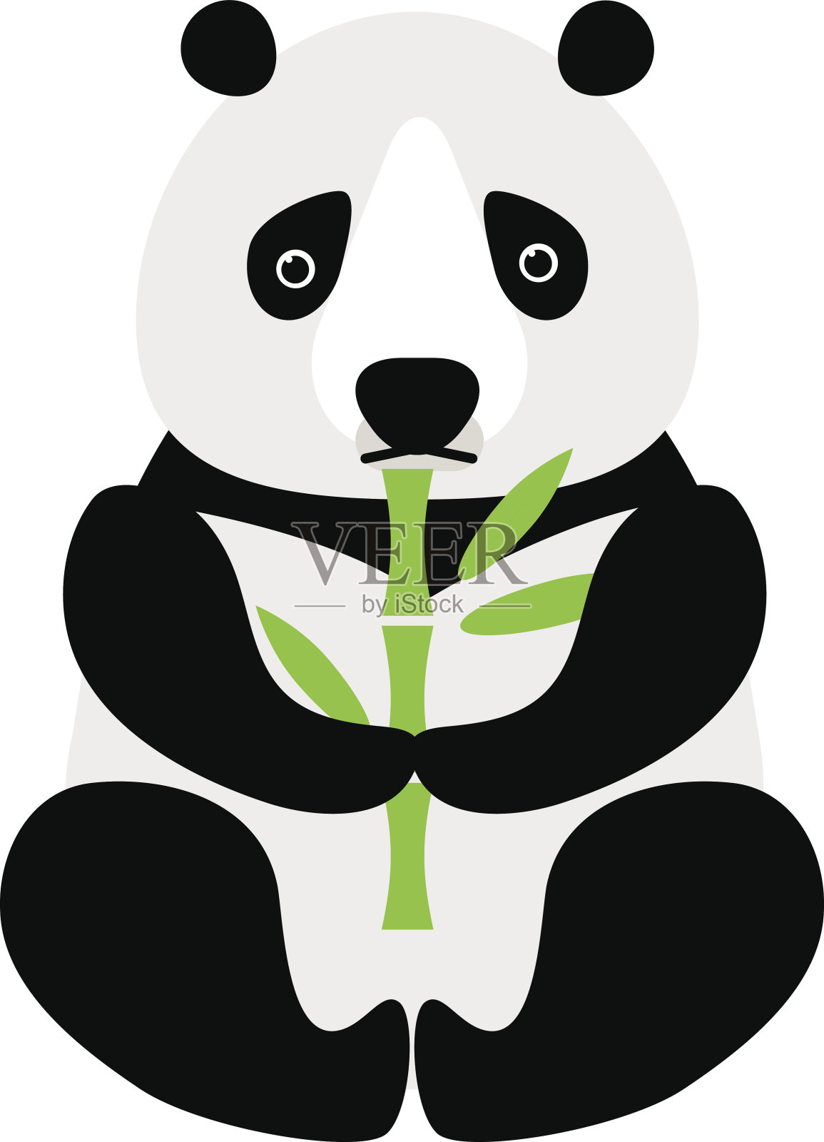 卡通熊猫坐着吃竹子的动物熊搞笑载体设计元素图片