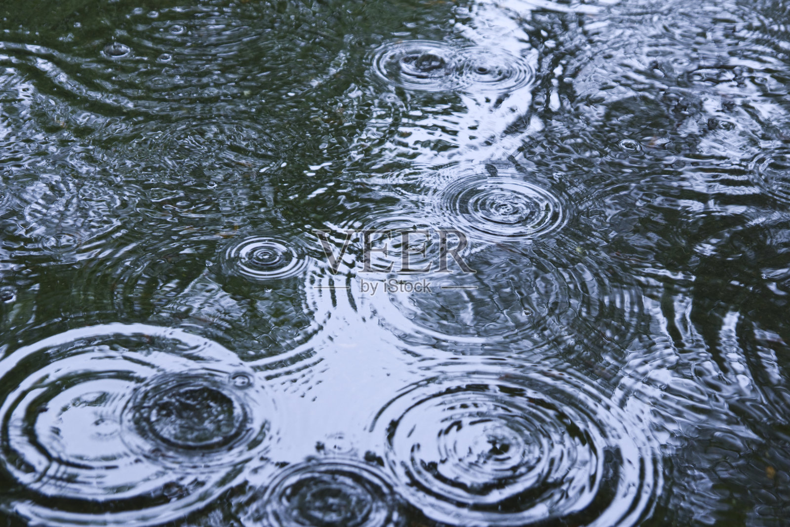 雨滴在水坑里荡漾照片摄影图片